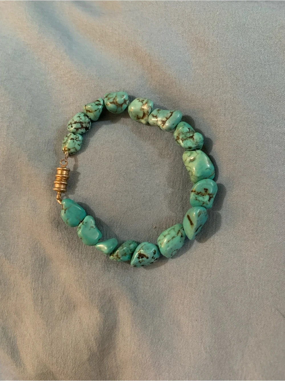Turquoise Bead Stretch Bracelet with Magnetic Clasp